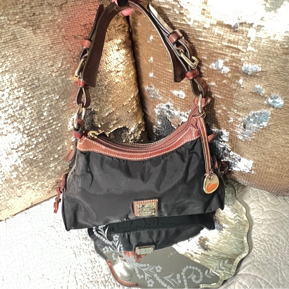 Dooney & Bourke Black and Tan Shoulder Bag